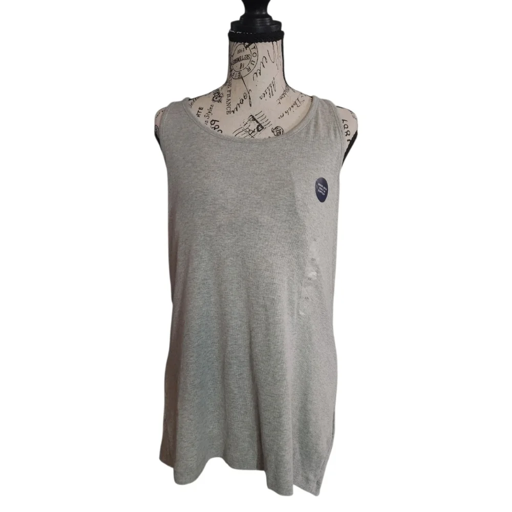 NWT GAP Grey Ribbed Shelf-Bra Tank Top Size XX-Large - Picture 1 of 4